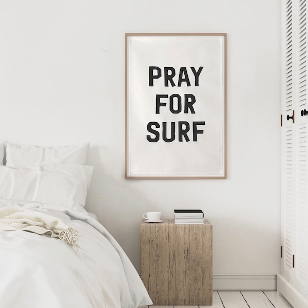Pray for Surf Boho Hanging Wall Decor Tapestry | Luxe Cotton Canvas | Give Your Home, Nursery or Room That Classic Beach Style | Wall Art