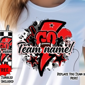 Go Football Black Red, Sport Icon Mascot School Sport Team Spirit Logo, GO football Team, Football team Fan, PNG Sublimation File