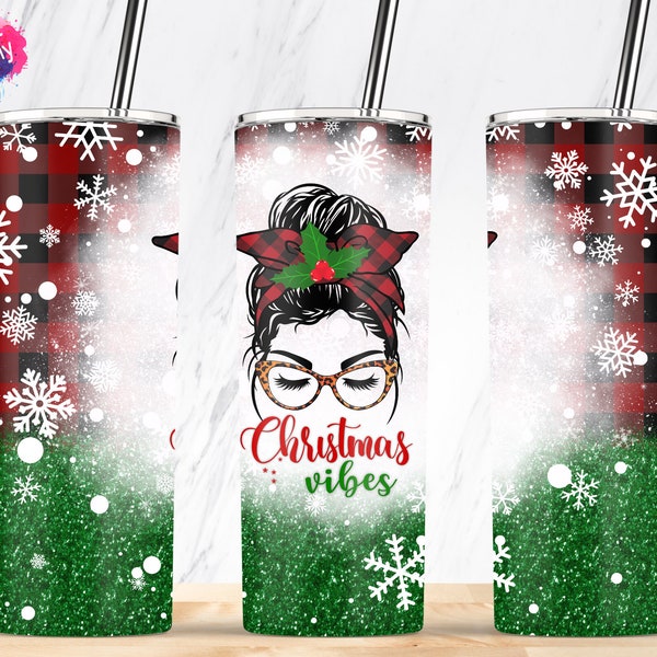 Christmas Vibes, Christmas Tumbler, Mom Life, 20oz Skinny Tumbler, Straight & Tapered Sublimation Wrap Designs Template PNG  Download