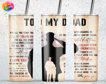 To My Dad, Military Dad Tumbler Wrap, Vatertag Tumbler, Papa und Sohn, 20oz Skinny Sublimation Straight/Tapered Design PNG Digital Download