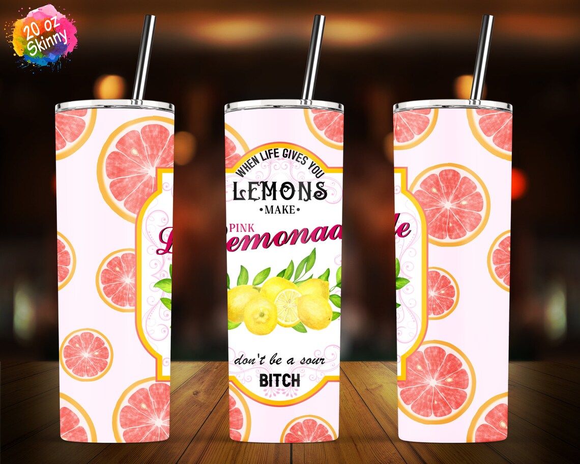 Pink Lemonade Tumbler Summer Lemon Tumbler Wrap Life Gives Etsy UK