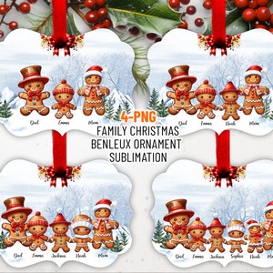 Personalized Christmas Gingerbread Ornament , Family Gingerbread Ornament, Family Christmas Ornament, PNG Bundle Designs Digital Download