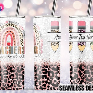 Teacher Tumbler PNG, Rose Gold Glitter, Teacher Tumbler Wrap, Pencil Tumbler, 20 oz Skinny Sublimation Designs Tempate Digital Download