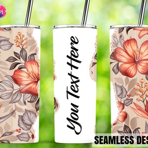 Floraler Druck Tumbler, Pfirsich Floral, Mom Tumbler, Muttertagsbecher, 20oz Skinny Sublimation Straight/ Tapered Designs PNG Digital Download