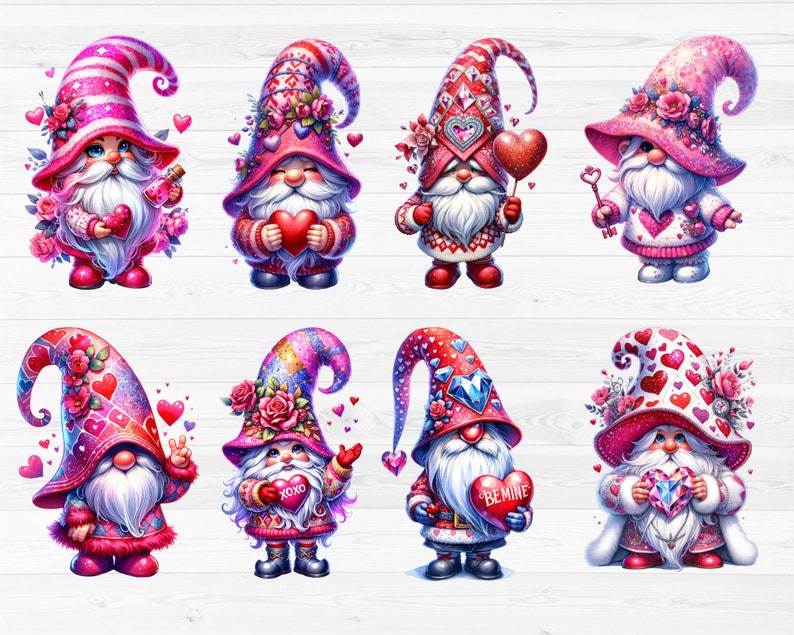 Watercolor Cute Gnome Valentine PNG, Fantasy Gnome, Festive Gnomes ...