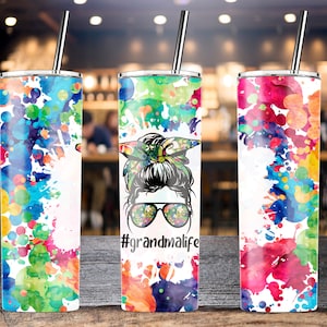 Grandma Life, Grandmother Tumbler, 20oz Skinny Tumbler Wrap Designs Template PNG Tumblers - Instant Download