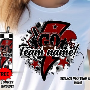 Go Football Black Maroon, Sport Icon Mascot School Sport Team Spirit Logo, GO football Team, Football team Fan, PNG Sublimation File