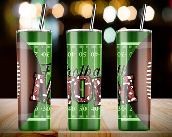 Football MOM, 20oz Skinny Tumbler Sublimation Wrap Designs Template PNG Tumblers - Instant Download