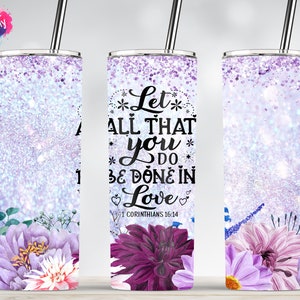 20oz Skinny Tumbler, Bible Verse Tumbler,  Christian Tumbler, Religious Tumbler Sublimation Streight/Taper Design Template, Digital Download