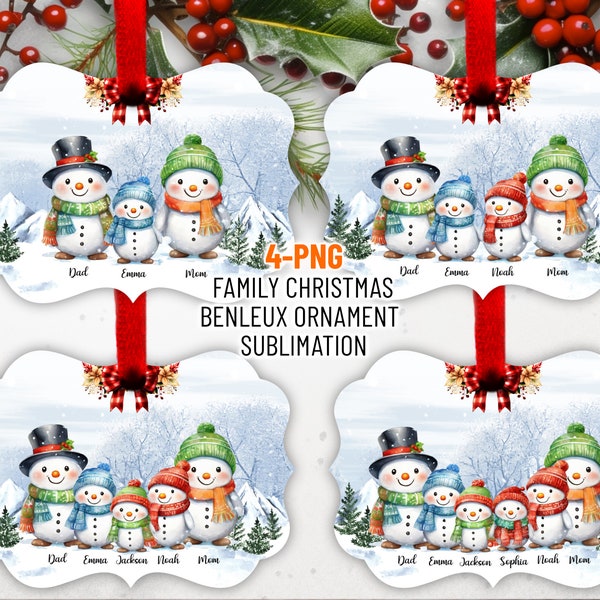 Snowman Family Ornament PNG, Personalized Christmas Snowman Ornament,  Family Christmas Ornament Bundle Designs Digital Download