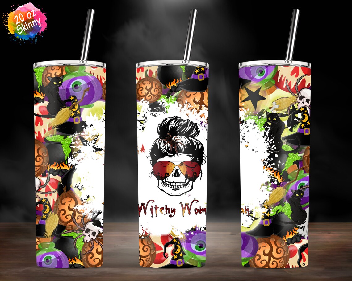 Witchy Women Halloween Tumbler Halloween Gift 20oz Skinny Etsy