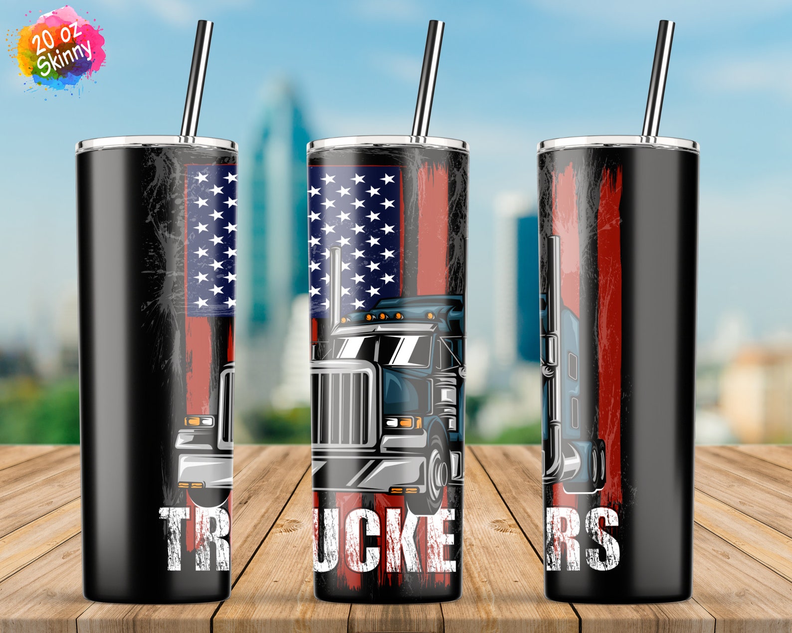 Truck Driver Tumbler Truckers American Flag Truck Tumbler Etsy