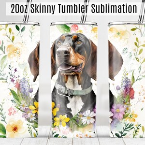 Coonhound Dog Mom Tumbler Wrap, Spring Flower Watercolor 20oz Skinny Tumbler Sumlimation Wrap Designs Template PNG - Digital Download