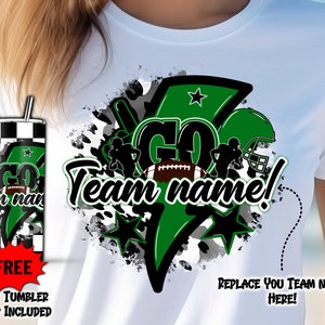 Go Football Black Green, Sport Icon Mascot School Sport Team Spirit Logo, GO football Team, Football team Fan, PNG Sublimation File