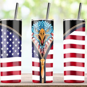 Patriotic Eagle, Patriotic Tumbler Wrap PNG, American Flag Bald Eagle, 20 oz Skinny Tumbler Sublimation Template Designs Digtial Download