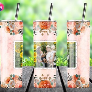 Photo Frame Tumbler, Marmo oro rosa, Photo Tumbler, Picture Tumbler Wrap, 20oz Skinny Tumbler Sublimation Designs PNG, Digtial Download