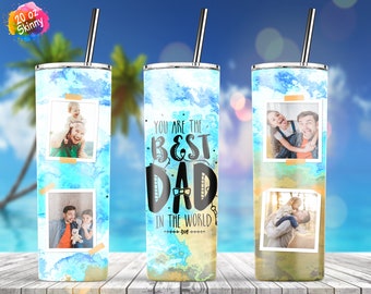You Are Best Dad Photo Frame Tumbler, Father DayTumbler, 20oz Skinny Tumbler Sublimation Designs, Straight Tapered Tumbler Wrap PNG Download