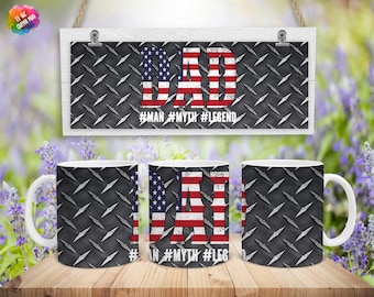 Dad Man Myth Legend, Dad Coffee Mug, Fathers Day Mug,11oz Mug Sublimation Design PNG Designs Full Wrap Mug Téléchargement numérique