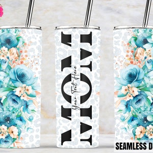 Mom Tumbler Wrap, Blue Brow Floral Print, Mom Tumbler, Mothers day Tumbler, 20oz Skinny Tumbler Sublimation Designs PNG, Digital Download