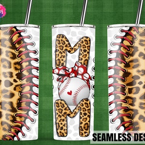 Baseball Mom Tumbler, Cheetah, Leopard, 20oz Skinny Sublimation Tumbler Waterslide Straight/Tapered Designs PNG Wrap Digital Download