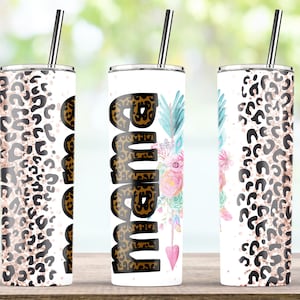 Flower Mama Tumbler Wrap, Leopard Tumbler Png, Cheetah Print, 20oz Skinny Tumbler Sublimation Designs Wraps Templates PNG, Digital Download