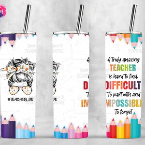 Teacher Tumbler Wrap PNG, Teacher Life, Tumbler de la rentrée scolaire, Crayon de couleur en bois, 20oz Skinny Tumbler Sublimation Designs, Téléchargement numérique