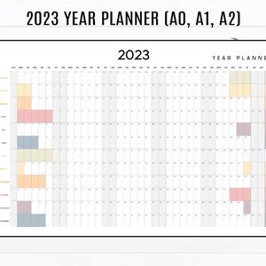 2023 Yearly Planner Printable A0,A1,A2, Yearly Wall Calendar, Desk