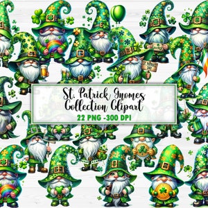Watercolor St Patrick Gnome Clipart, Fantasy Gnome, Shamrock Clipart, Saint Patricks Day Clipart, Gnomes PNG, St Pattys, Digital Download