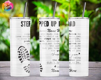 Stepped Up Dad Tumbler, Dad Tumbler, Fathers Day Tumbler, 20oz Skinny Tumbler Sublimation Wrap Design Template PNG Descarga digital