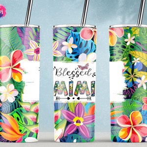 Blessed Mimi, Floral Tumbler, Mothers Day Tumbler, 20oz Skinny Tumbler Sublimation Wrap Designs Straight/Tapered PNG Digital Download