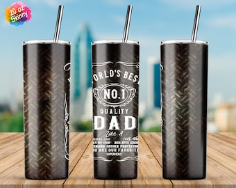 World Best No.1 DAD, Vaderdag Tumbler, 20oz Skinny Tumbler Sublimation Designs, Straight Tapered Tumbler Wrap, PNG Download