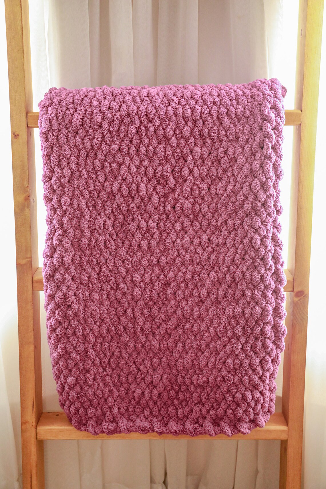Chunky Knit Couch Throw READY TO SHIP Chenille Yarn Etsy