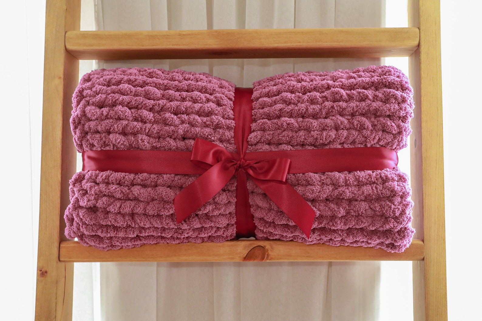 Chunky Knit Couch Throw READY TO SHIP Chenille Yarn Etsy
