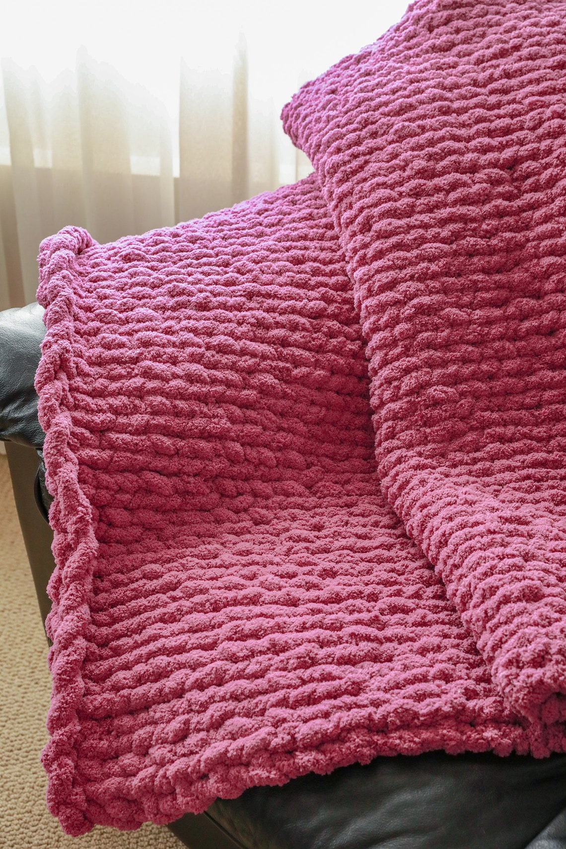 Chunky Knit Couch Throw READY TO SHIP Chenille Yarn Etsy