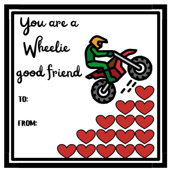 Printable Valentine Cards for Kids, Motocross, Motorcycle, Moto Cross ...