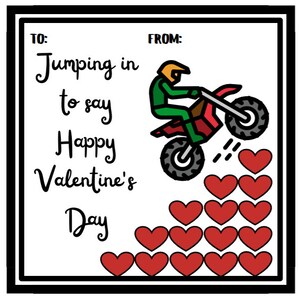 Printable Valentine Cards for Kids, Motocross, Motorcycle, Moto Cross ...