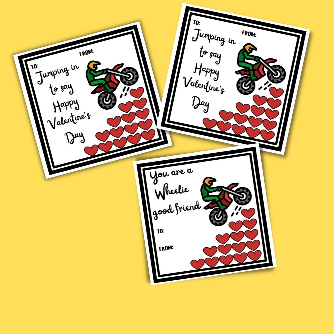 Printable Valentine Cards for Kids, Motocross, Motorcycle, Moto Cross ...