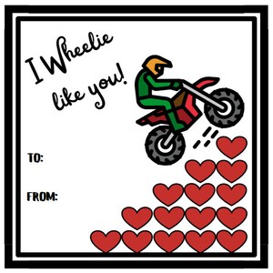 Printable Valentine Cards for Kids, Motocross, Motorcycle, Moto Cross ...