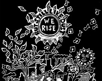 Poster Print of We Rise Original Lino Cut