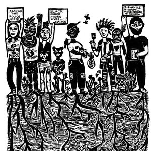 Movement Roots Lino Print