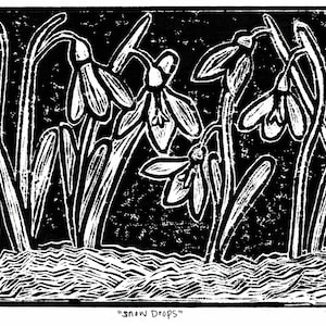 Snowdrops Lino Print