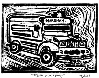 Filipino Jeepney Lino Print