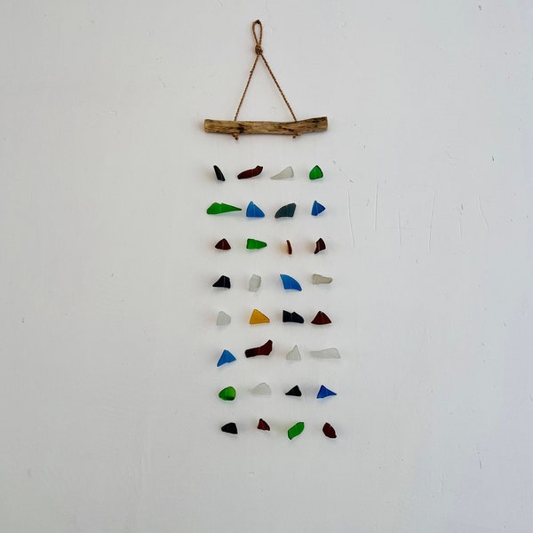 Sea Glass Mobile, Seaglass Suncatcher, Sun Catcher, Windchime, Housewarming, Boho Wall Hanging, Sea Glass Art,Sea Glass and Driftwood Mobile