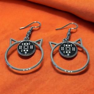 Boucles d'oreilles ringard pendantes à circuit imprimé - Bijoux geek chic PCB | Boucles d'oreilles Cyberpunk Circuit Cadeau pour programmeurs et ingénieurs