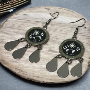 Boucles d'oreilles ringard pendantes à circuit imprimé - Bijoux geek chic PCB | Boucles d'oreilles Cyberpunk Circuit Cadeau pour programmeurs et ingénieurs