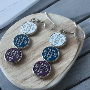 Boucles d'oreilles ringard pendantes à circuit imprimé - Bijoux geek chic PCB | Boucles d'oreilles Cyberpunk Circuit Cadeau pour programmeurs et ingénieurs