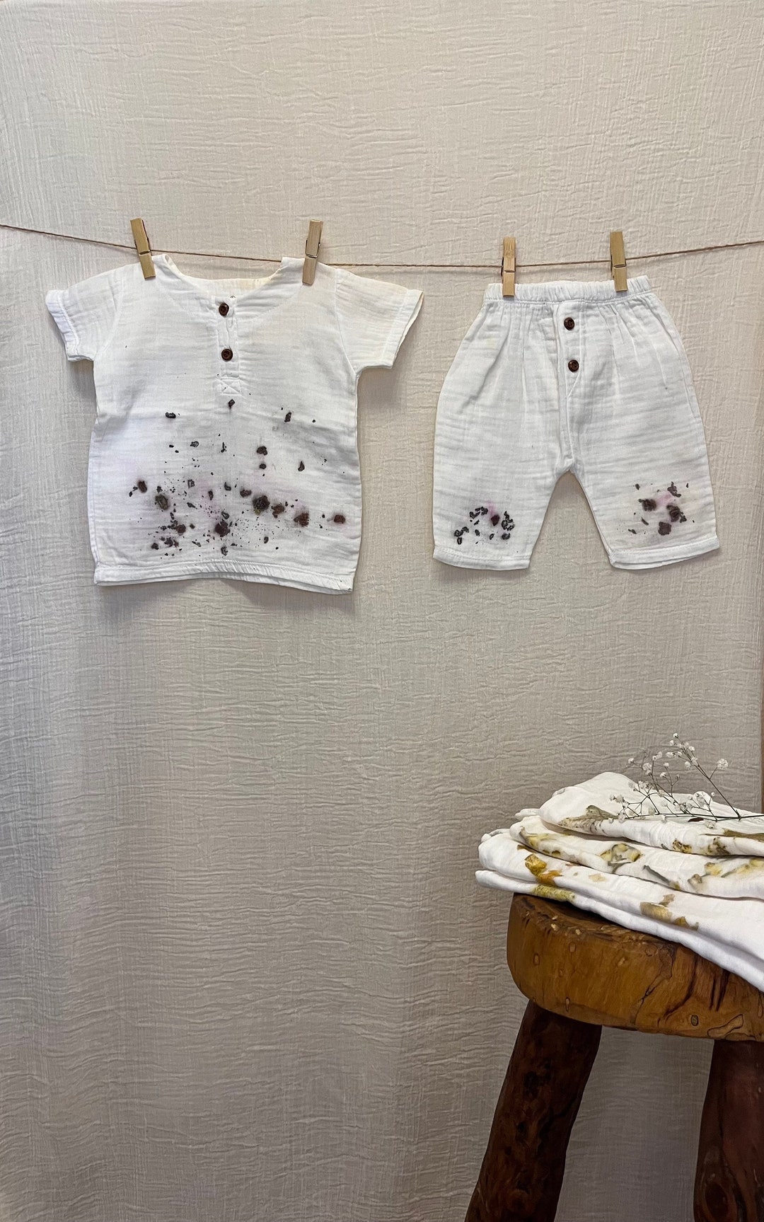 Title Ecoprint Organic Cotton Muslin Baby Clothes 12 18 Etsy