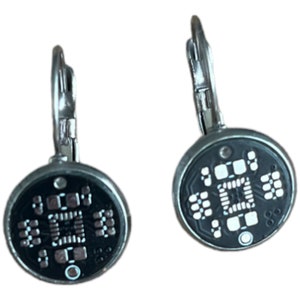 Boucles d'oreilles ringard pendantes à circuit imprimé - Bijoux geek chic PCB | Boucles d'oreilles Cyberpunk Circuit Cadeau pour programmeurs et ingénieurs