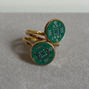 Bague Circuit Moderne - Bijoux Geek PCB | Cadeau bague circuit cyberpunk pour les passionnés de technologie, les programmeurs et les ingénieurs