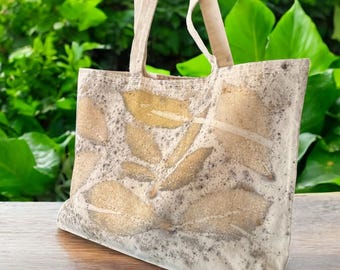 Bolsa Ecoprint / Totes teñidos botánicos / Teñido natural / Teñido de plantas / Único / Ecológico / Arte ponible / Vegano